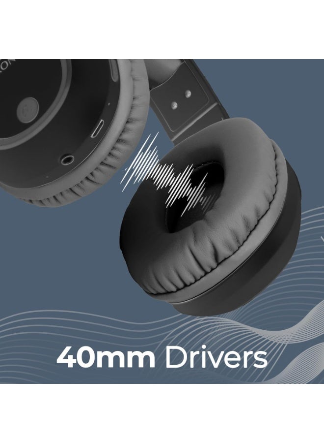 ZEBRONICS THUNDER Bluetooth 5.3 Wireless Headphones with 60H Backup, Gaming Mode, Dual Pairing, ENC, AUX, Micro SD, Voice assistant, Comfortable Earcups, Call Function(Black) - Image 2